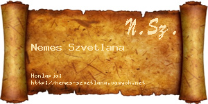 Nemes Szvetlana névjegykártya